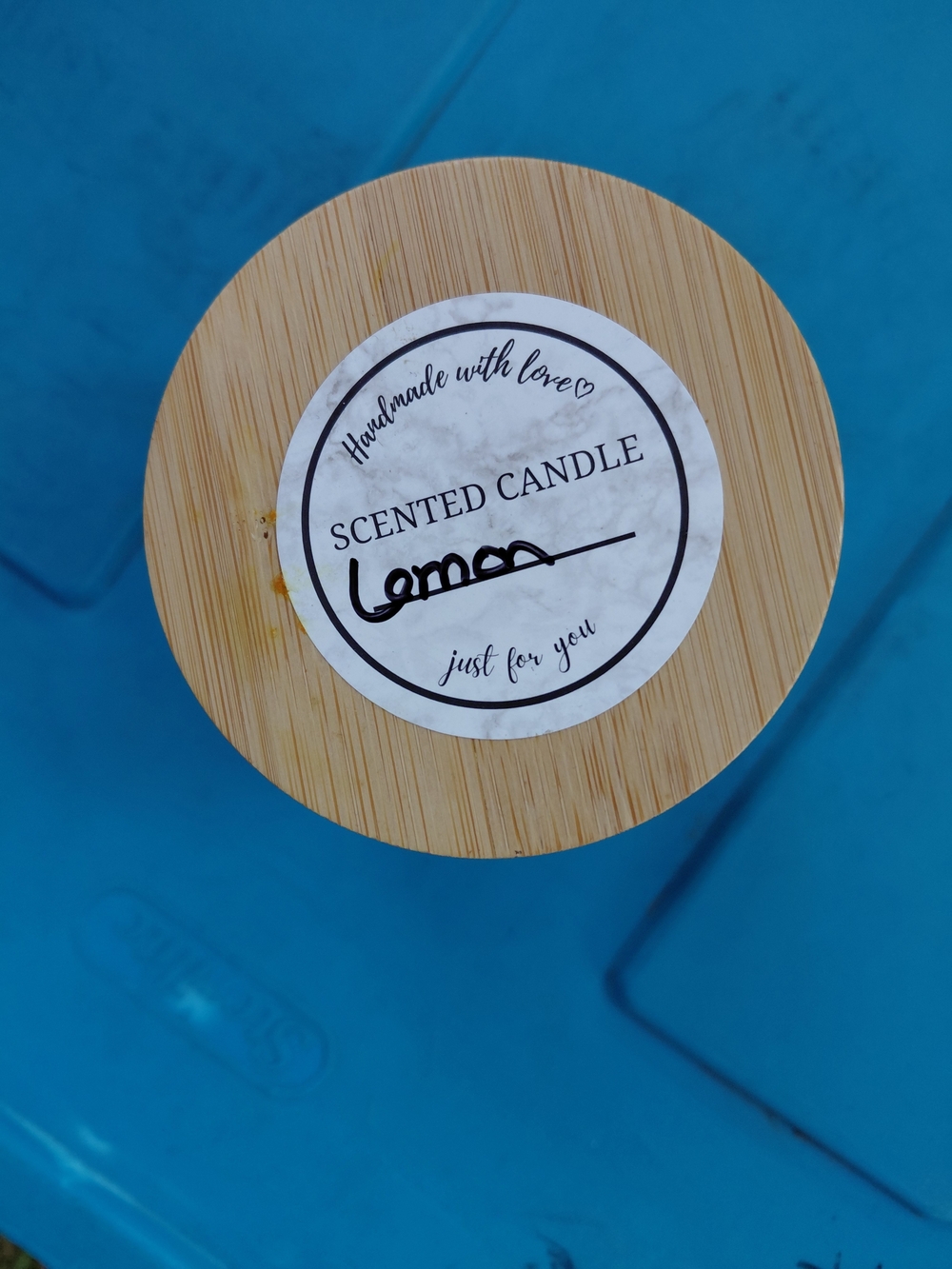 Lemon Scented Candle with Bamboo Lid - Handmade